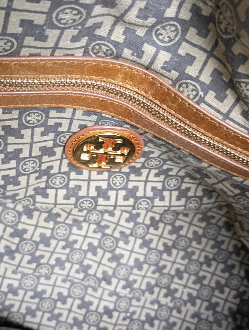 Tory Burch Bombe Tan Leather Tote Bag